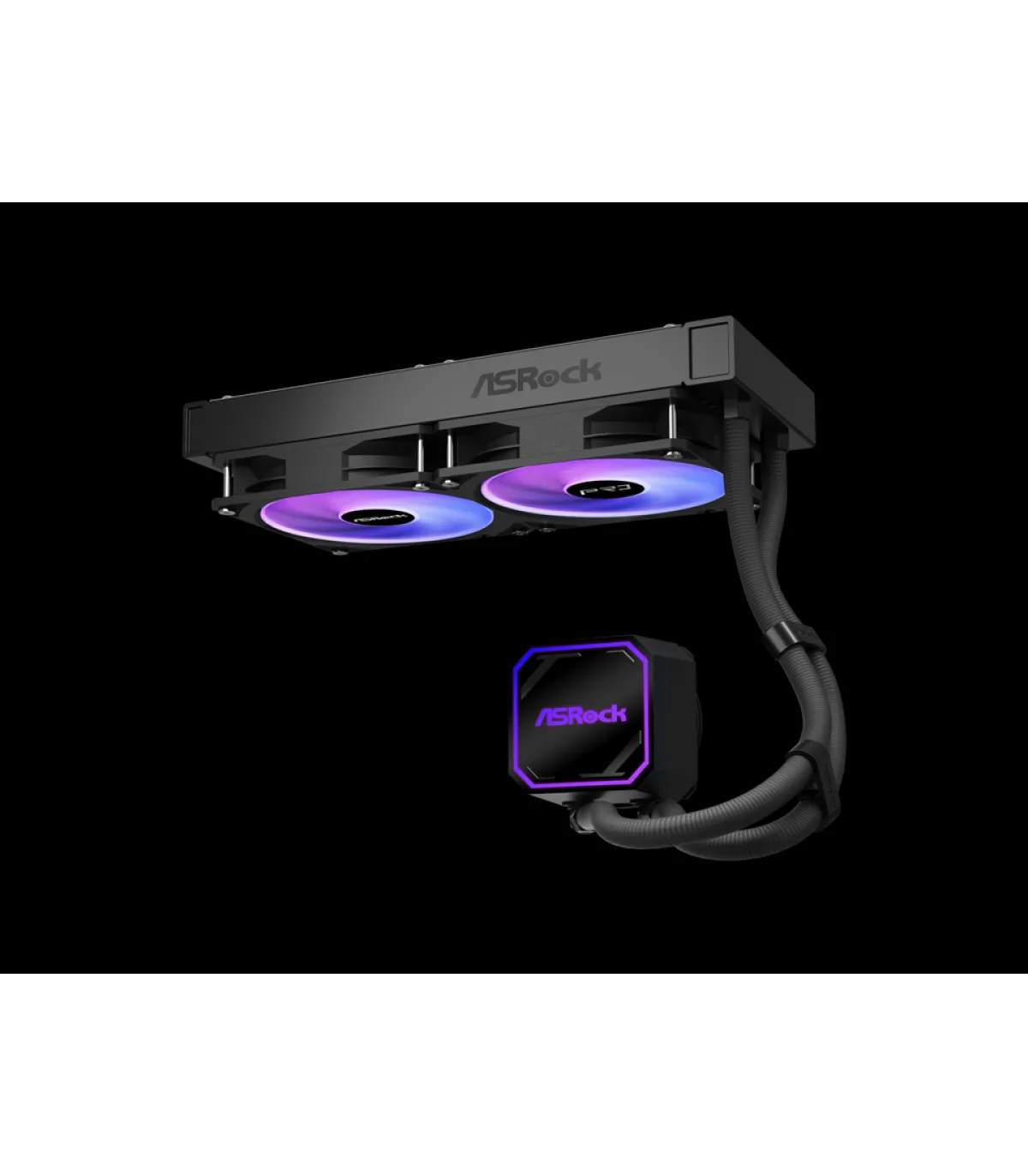 SISTEMA DE REFRIGERACION ASROCK PARA CPU PRO 240 ARGB,1851/1700/AM5/AM4,2X120MM,ARGB,NEGRO