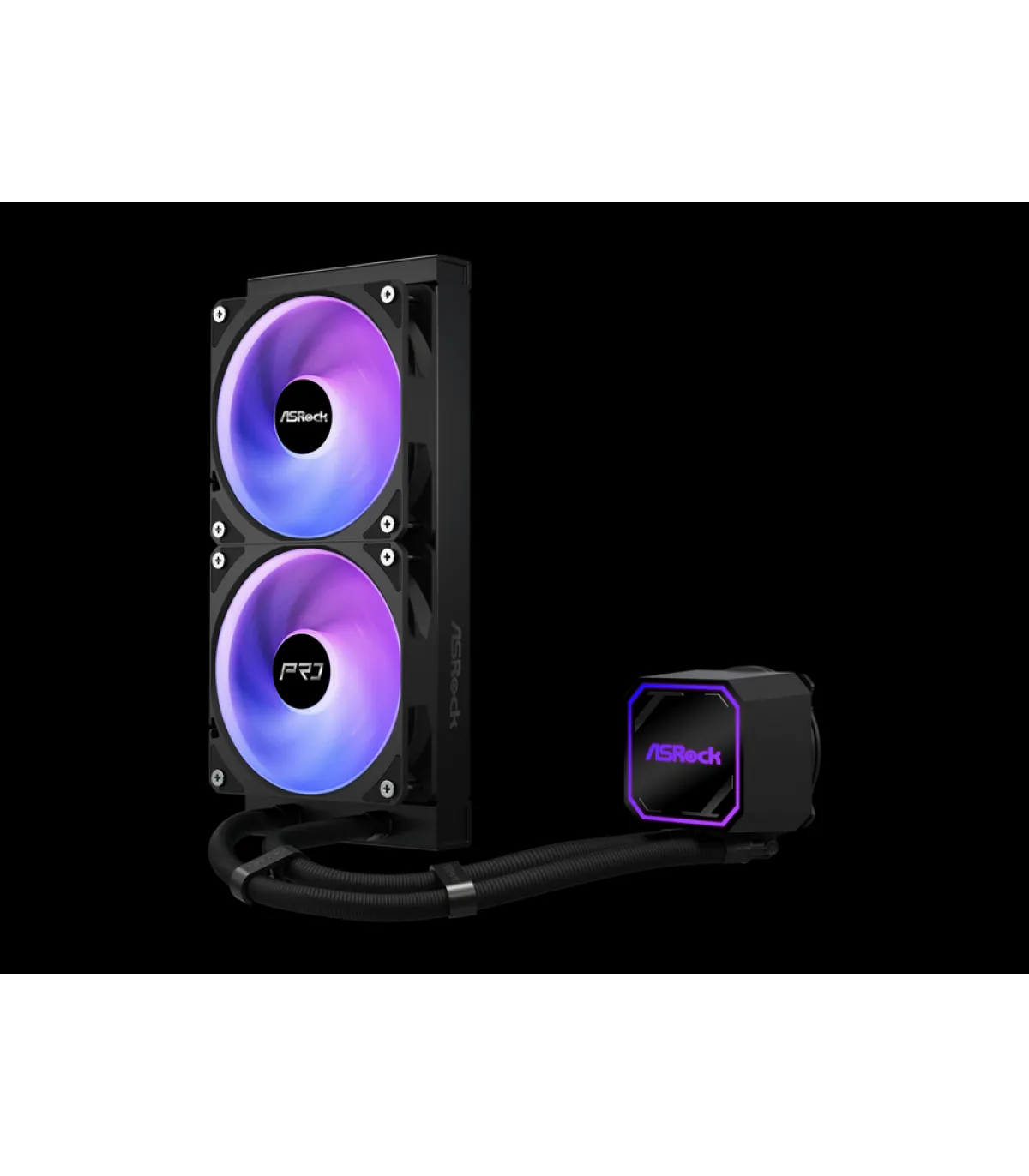 SISTEMA DE REFRIGERACION ASROCK PARA CPU PRO 240 ARGB,1851/1700/AM5/AM4,2X120MM,ARGB,NEGRO