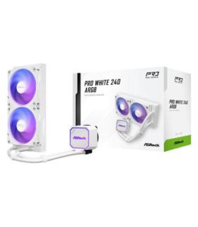 SISTEMA DE REFRIGERACION ASROCK PARA CPU PRO WHITE 240 ARGB,1851/1700/AM5/AM4,2X120MM,ARGB,BLANCO
