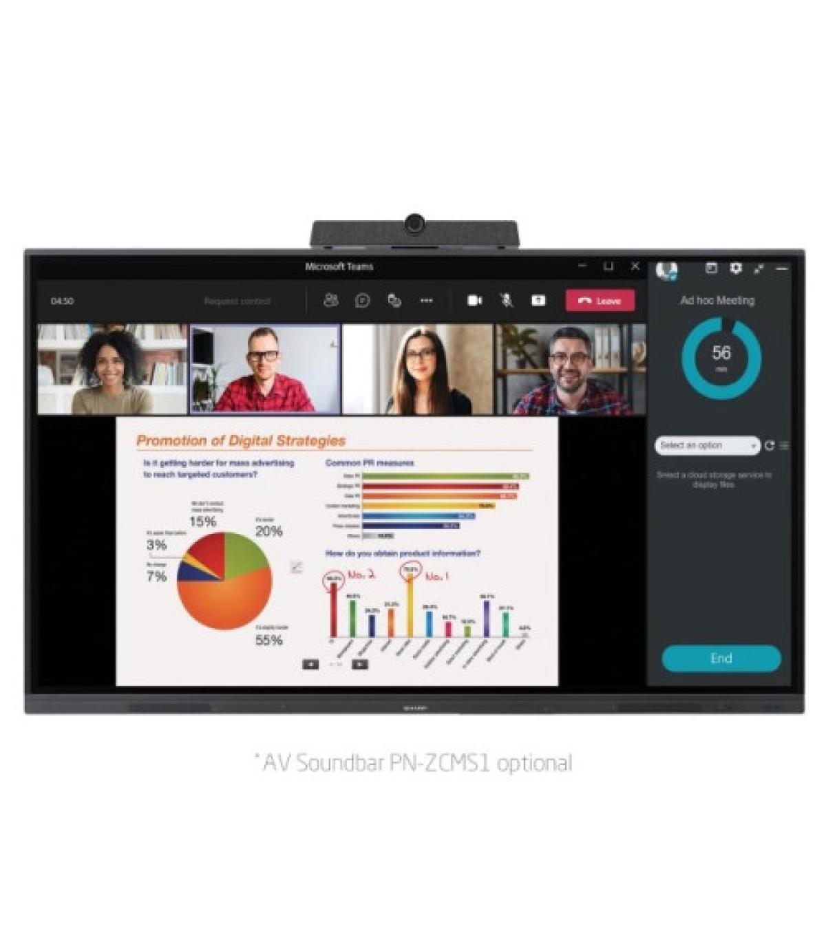 Sharp PN-L752B pizarra blanca interactiva 190,5 cm (75") 3840 x 2160 Pixeles Pantalla táctil Negro