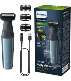 Philips Bodygroom Series 3000 Afeitadora Corporal Impermeable - Tecnologia SkinProtect con Seguimiento de Contornos 2D - 3 Peine