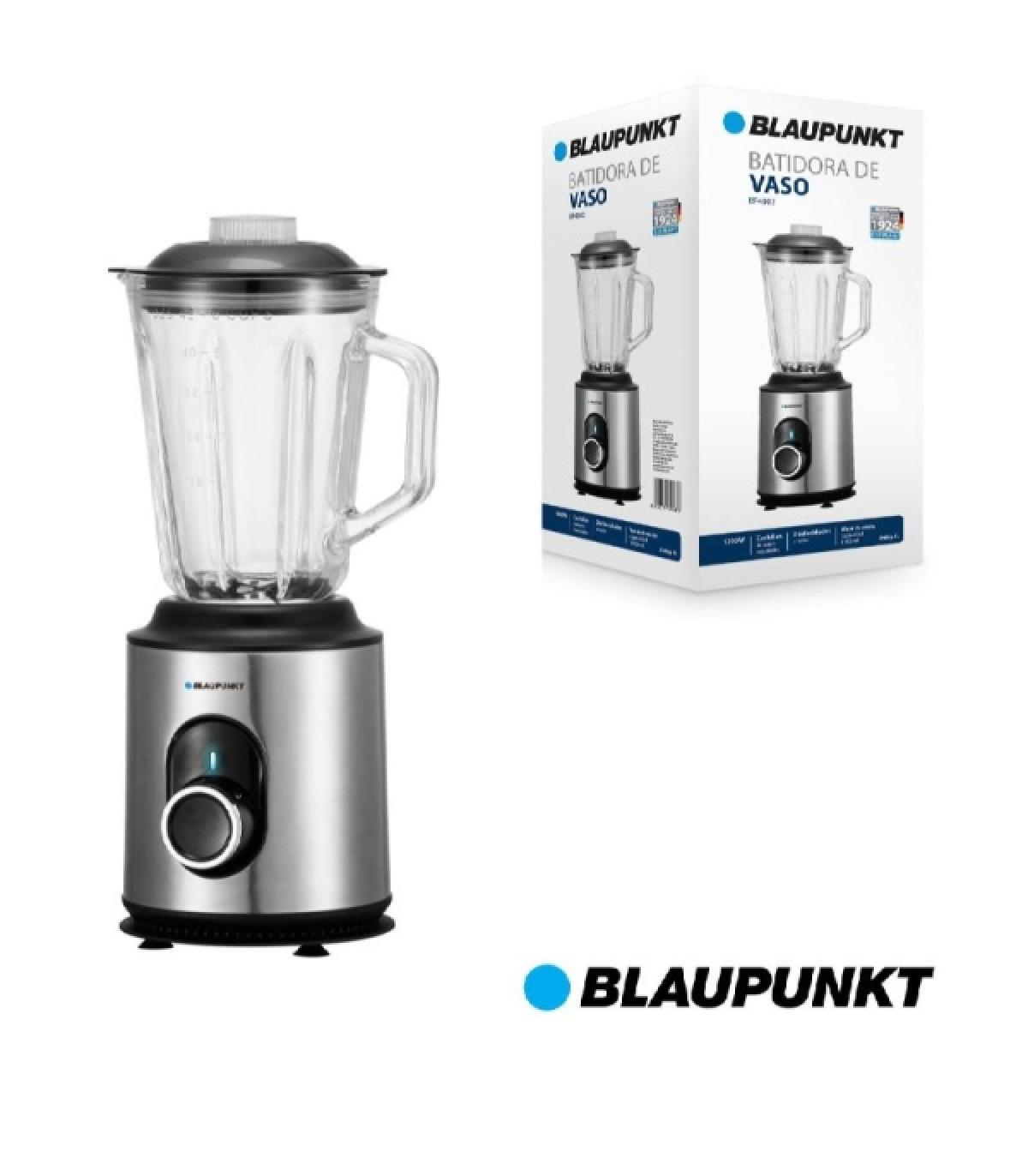 Blaupunkt BP4002 Batidora de Vaso 1000W con Jarra de Cristal 1.5L - 2 Velocidades + Turbo - Cuchillas de Acero Inoxidable - Func