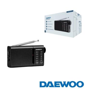 Daewoo DW1119 Radio Portatil AM/FM Analogica - Altavoz Integrado - Auriculares Incluidos - Antena Telescopica - Salida Jack 3.5m