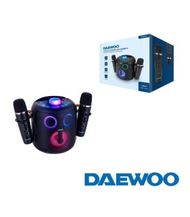 Daewoo DW3008 Altavoz Karaoke Portatil Bluetooth 5.4 de 15W - 2 Microfonos Inalambricos - Luces LED - Radio FM - USB/SD/Aux - Ba