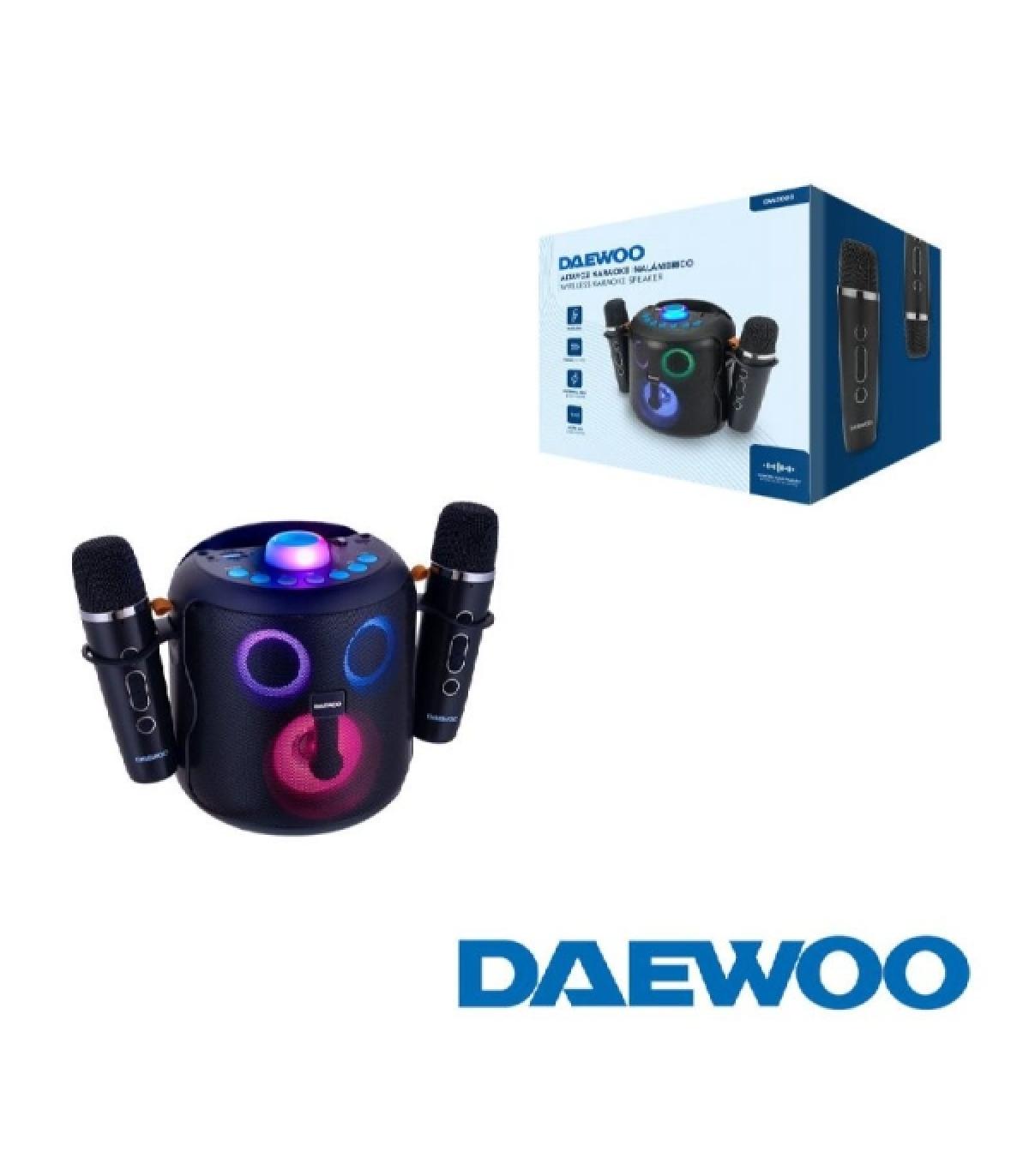 Daewoo DW3008 Altavoz Karaoke Portatil Bluetooth 5.4 de 15W - 2 Microfonos Inalambricos - Luces LED - Radio FM - USB/SD/Aux - Ba