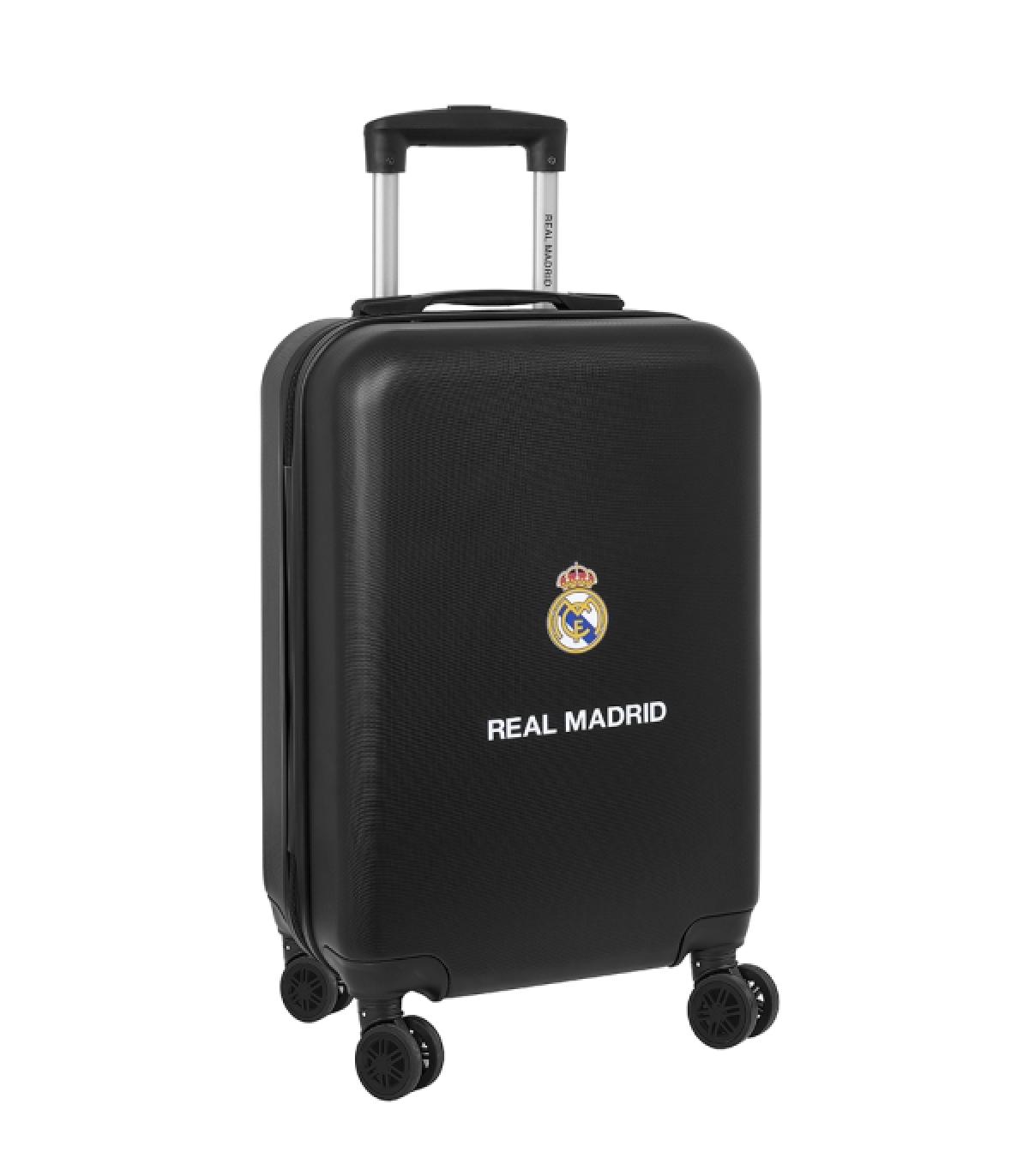 Safta Real Madrid Maleta Trolley de Cabina 20" Rigida - Candado - Asa Telescopica de PVC con Goma - 4 Ruedas 360º - 34.5x55x20cm