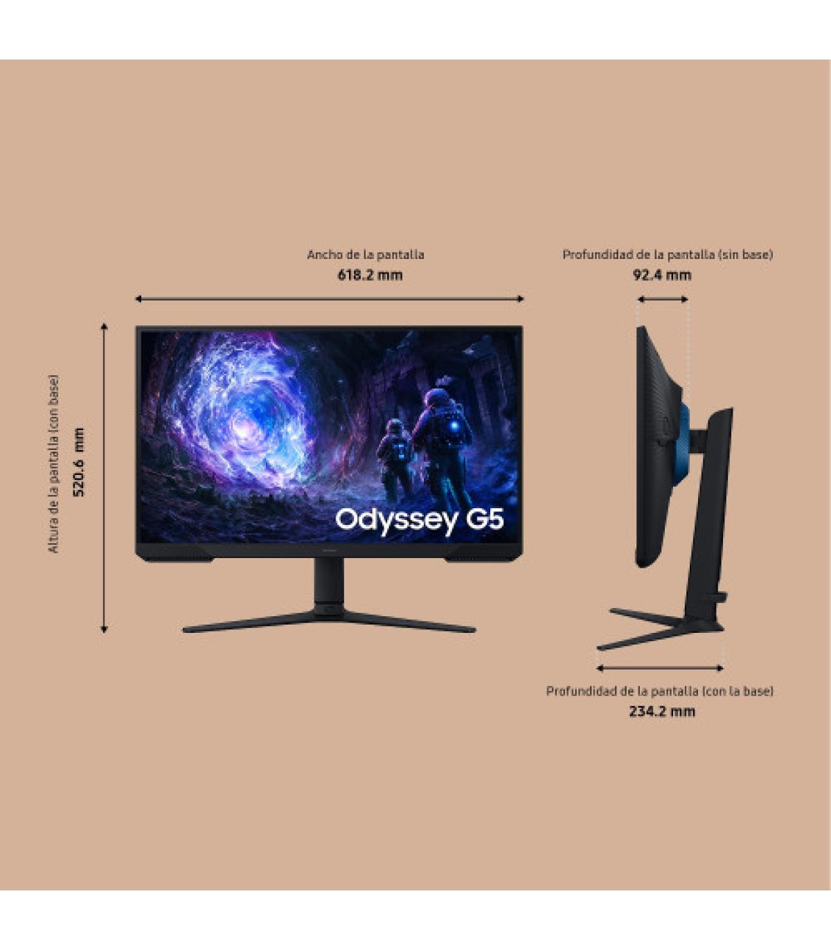 Samsung Monitor Gaming 27" Odyssey G5 G5F1 QHD 180Hz Plano