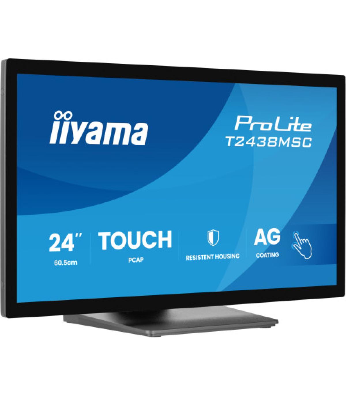 IIYAMA 23,8" BONDED PCAP BEZEL FREE 10P TOUCH WITH ANTI-FINGERPRINT COATING, 1920X1080, IPS, DP, HDMI, 525CD/M² (WITH TOUCH), GL
