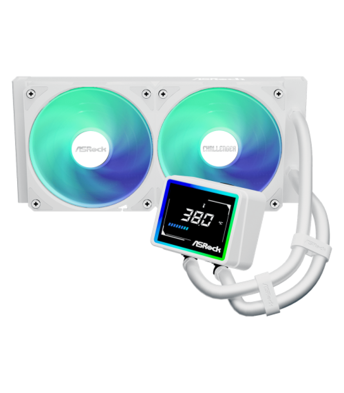 SISTEMA DE REFRIGERACION ASROCK PARA CPU CHALLENGER WHITE 240 DIGITAL,1851/1700/AM5/AM4,2X120MM,ARGB,LCD,BLANCO