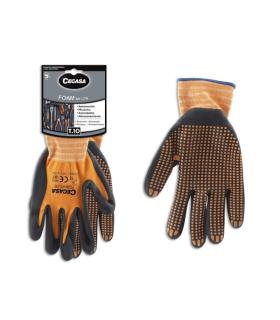 Cegasa Guantes de Trabajo Talla 10 - Fabricados en Nylon con Recubimiento de Foam con Dots de Nitrilo en Palma - Color Negro/Nar