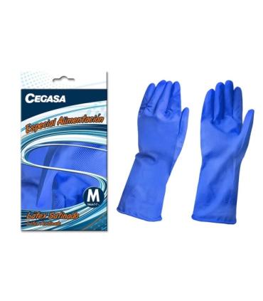 Cegasa Guantes de Latex Talla M 7-7 1/2 - Aptos para Manipulacion de Alimentos - Color Azul