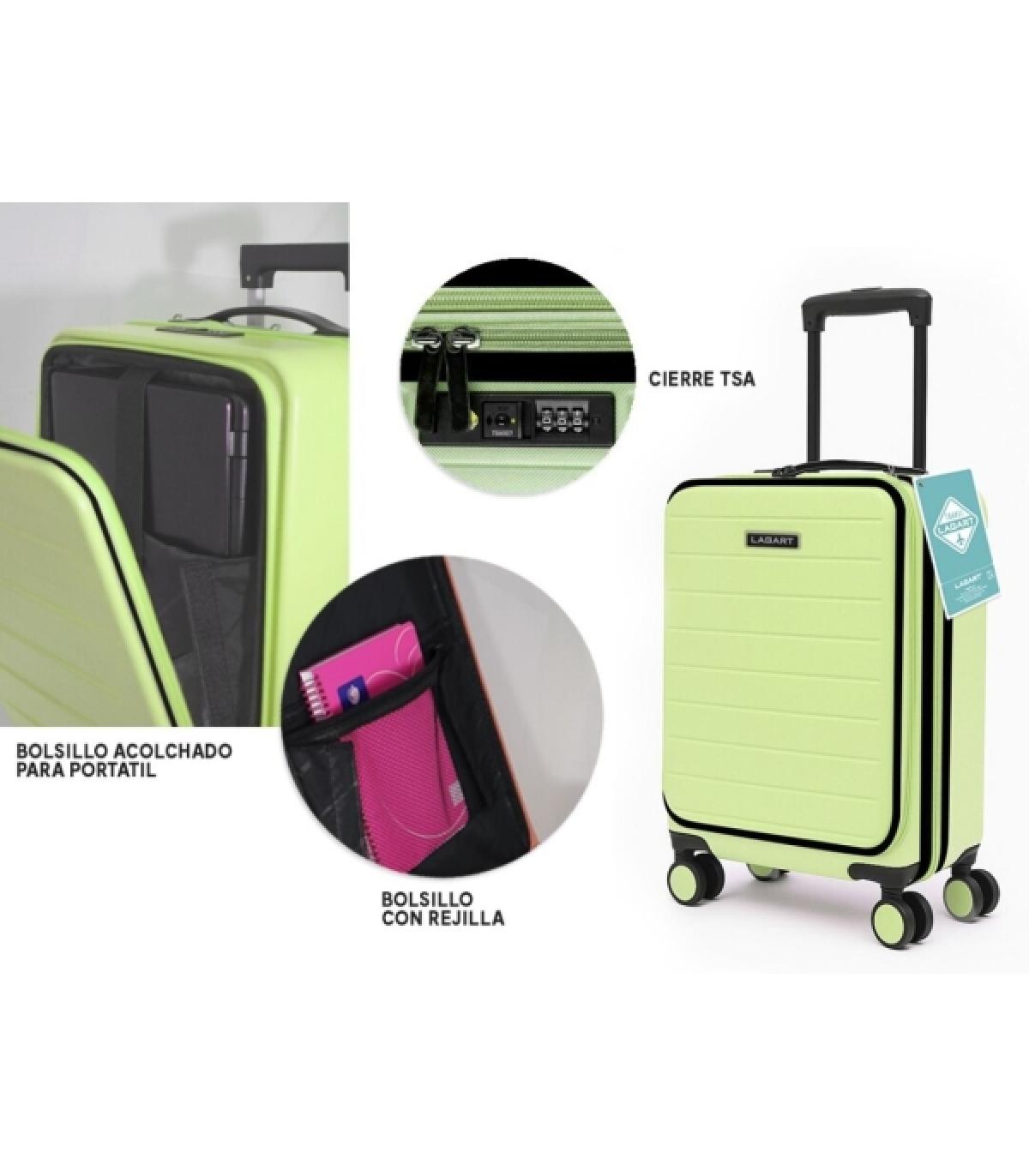 Lagart Maleta Trolley Pocket de Cabina Rigida 20” 55x34x20cm - Compartimento Frontal Acolchado para Portatil - Cierre TSA - Rued