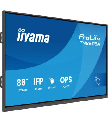 IIYAMA 86" IFP OS-FREE, 40-PTSIR+ WITH,AG / BACTERIA COATING UHD MM 2X20W FRONT+20W SBUW, VGA, HDMI 2X, DP, USB-C 65W PD, PC SLO