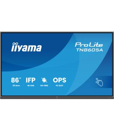 IIYAMA 86" IFP OS-FREE, 40-PTSIR+ WITH,AG / BACTERIA COATING UHD MM 2X20W FRONT+20W SBUW, VGA, HDMI 2X, DP, USB-C 65W PD, PC SLO
