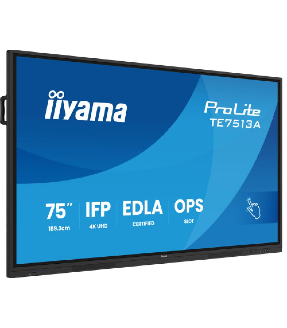 IIYAMA 75" (EDLA)/ANDROID 14,8 CORE SOC, 8/128GB, 40-PTS UHD , NFC, PIR , MM 2X20W +20W SBUW, 2XHDMI, USB-C / HDMI,DP, 2XUSB-C10