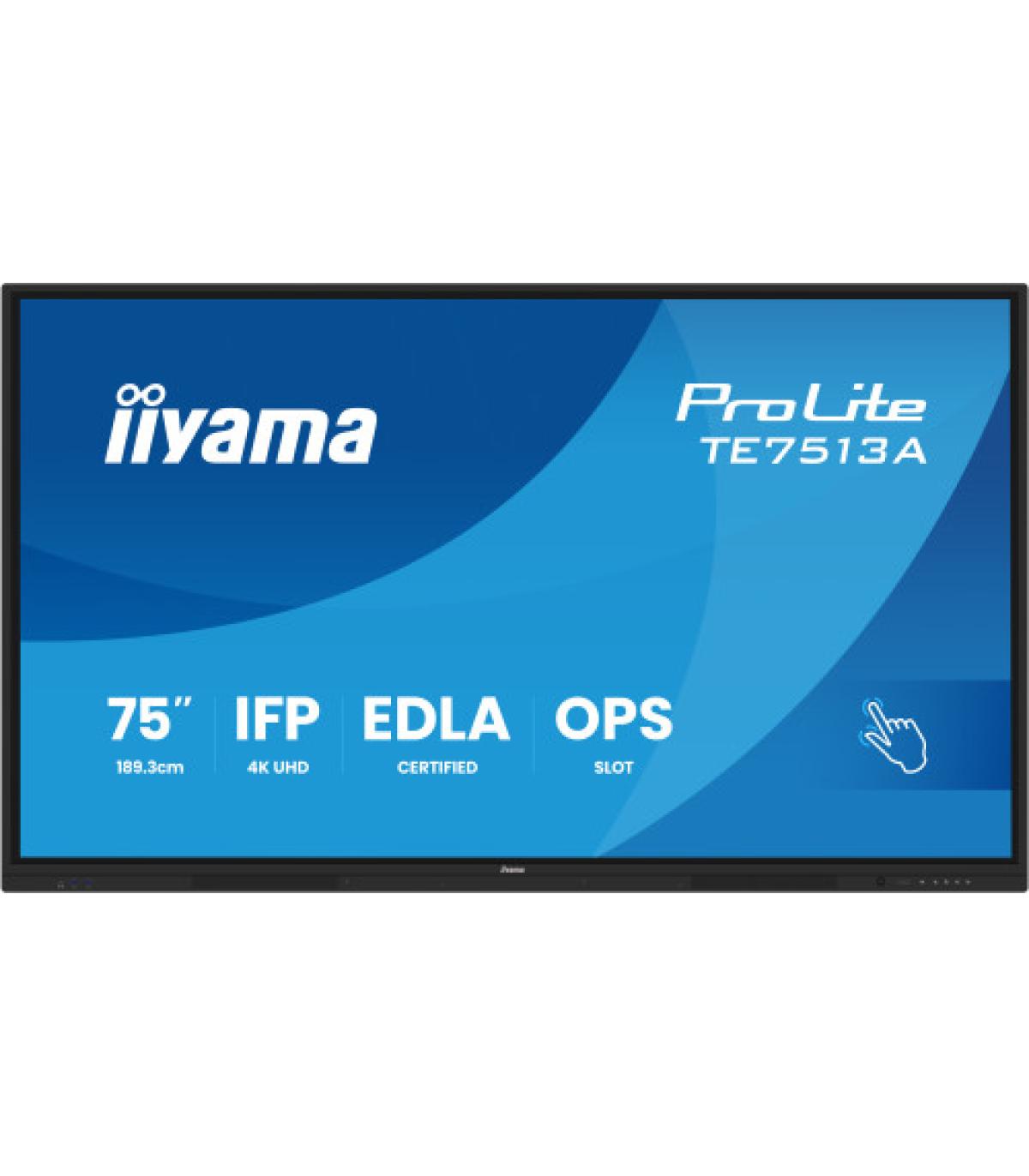 IIYAMA 75" (EDLA)/ANDROID 14,8 CORE SOC, 8/128GB, 40-PTS UHD , NFC, PIR , MM 2X20W +20W SBUW, 2XHDMI, USB-C / HDMI,DP, 2XUSB-C10
