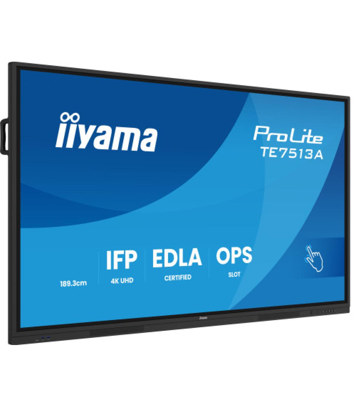 IIYAMA 75" (EDLA)/ANDROID 14,8 CORE SOC, 8/128GB, 40-PTS UHD , NFC, PIR , MM 2X20W +20W SBUW, 2XHDMI, USB-C / HDMI,DP, 2XUSB-C10