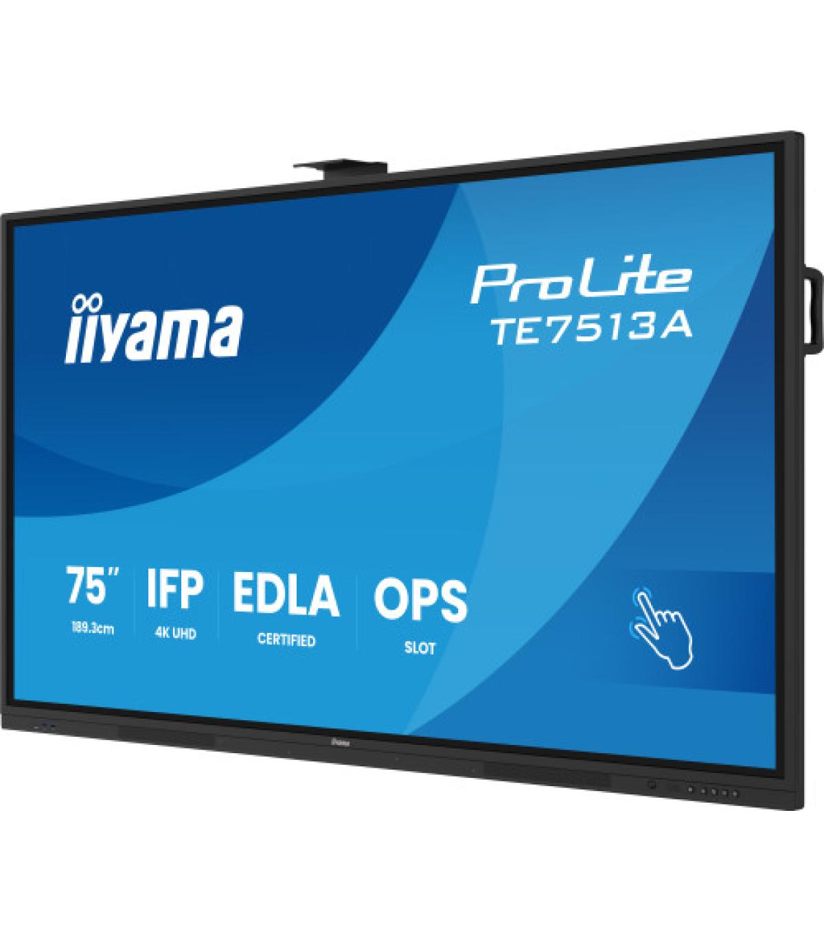 IIYAMA 75" (EDLA)/ANDROID 14,8 CORE SOC, 8/128GB, 40-PTS UHD , NFC, PIR , MM 2X20W +20W SBUW, 2XHDMI, USB-C / HDMI,DP, 2XUSB-C10