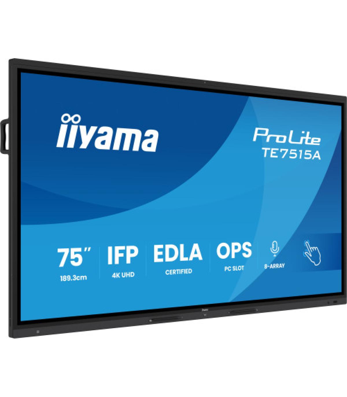 IIYAMA 75" STYLISH IFP, (EDLA)/ANDROID 14,8 CORE SOC, 8/128GB, 40-PTS, UHD VA, NFC, PIR , MM 2X20W +20W SBUW, 8-ARRAY MICRO, 2XH