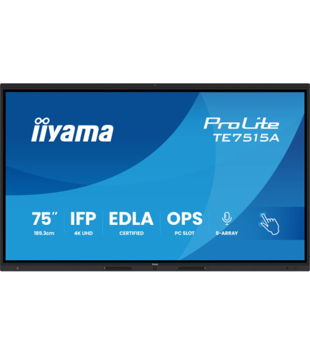 IIYAMA 75" STYLISH IFP, (EDLA)/ANDROID 14,8 CORE SOC, 8/128GB, 40-PTS, UHD VA, NFC, PIR , MM 2X20W +20W SBUW, 8-ARRAY MICRO, 2XH