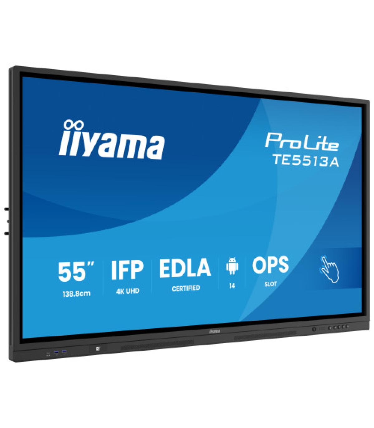 IIYAMA 55" (EDLA)/ANDROID 14,8 CORE SOC, 8/128GB, 40-PTS UHD , NFC, PIR , MM 2X20W +20W SBUW, 2XHDMI, USB-C / HDMI,DP, 2XUSB-C10