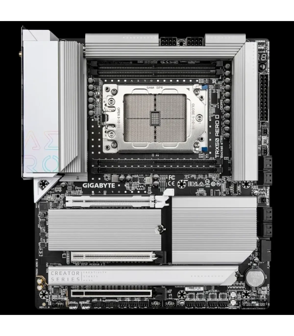 PLACA GIGABYTE TRX50 AERO D,AMD,STR5,TRX50,4DDR5,1TB,DP,8SATA6+4M.2,1LAN10GB+1LAN2.5GB110GB+WIF7+BT5.3,10USB3.2,E-ATX