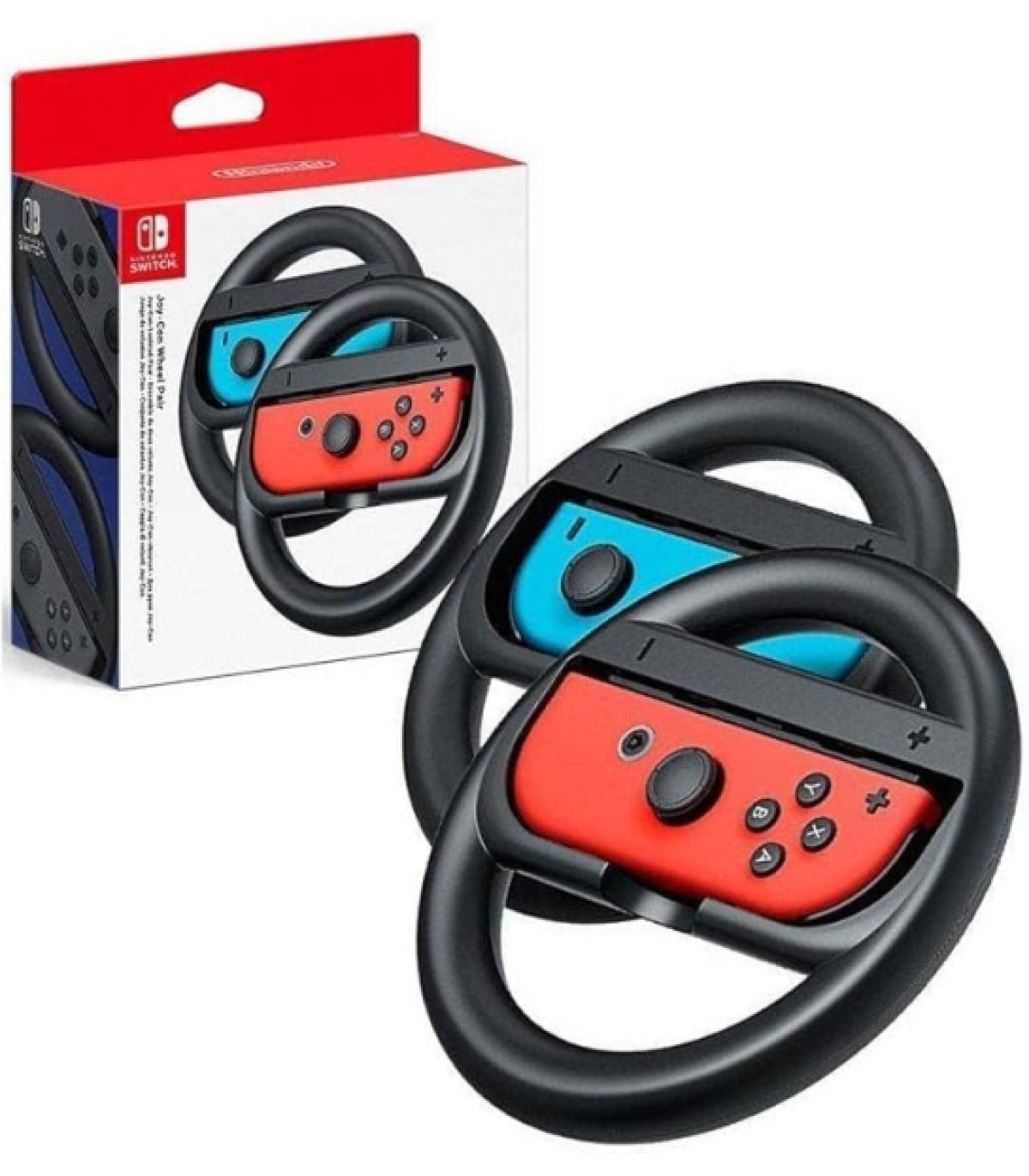Nintendo Pack de 2 Volantes para Joy-Con - Mejor Agarre - Inmersion en Juegos de Carreras - No Incluye Mandos - Color Rojo y Azu